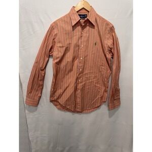 Ralph Lauren Classic Fit Men's Shirt Size S Orange Green Strips